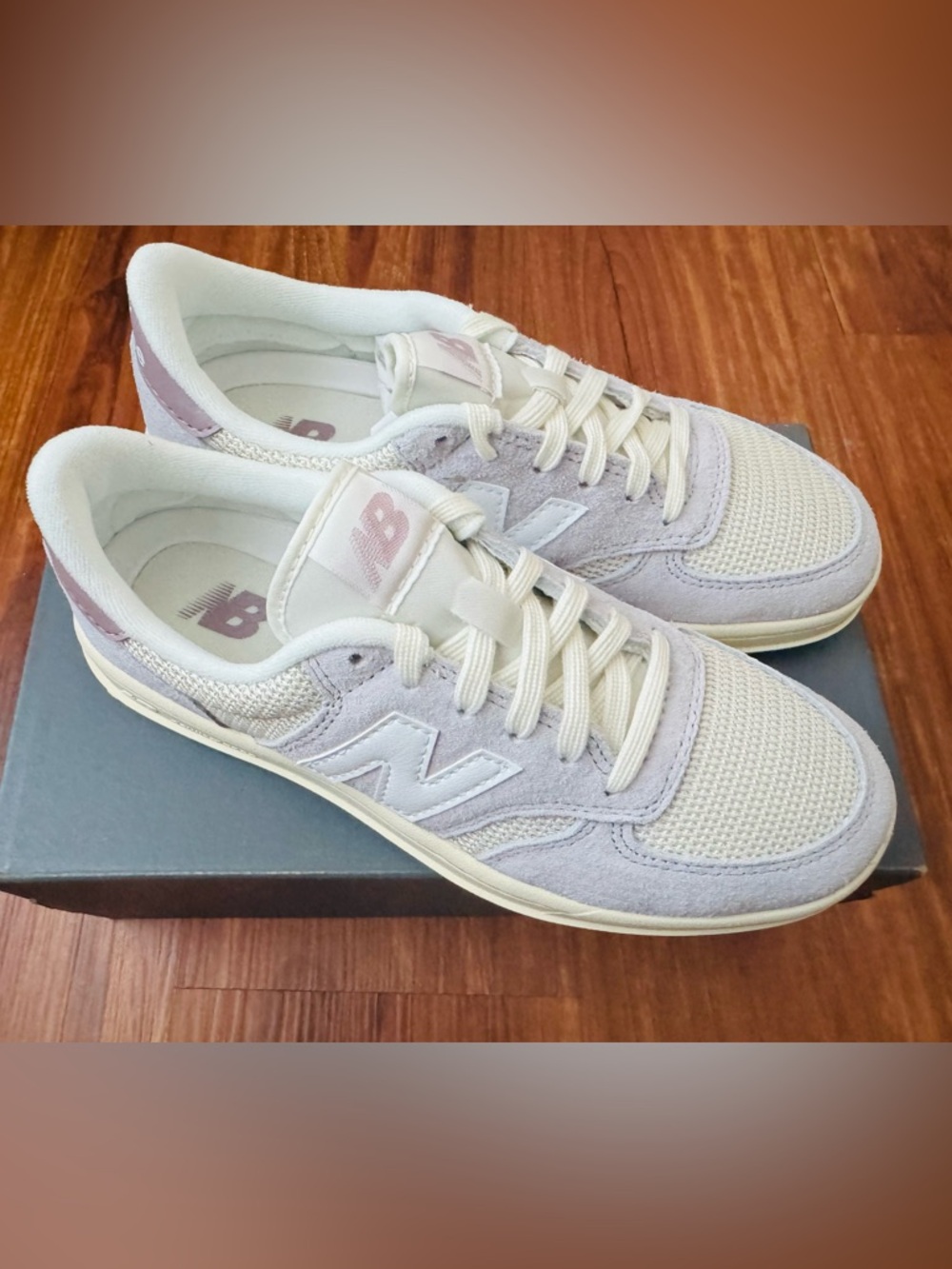 Anthropologie New Balance T500 Sneakers in White Gray Purple Women’s 8 Men’s 6.5 - Picture 5 of 9